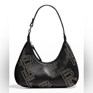 BY FAR Amber Baby Logo Studded Shoulder Bag - Black